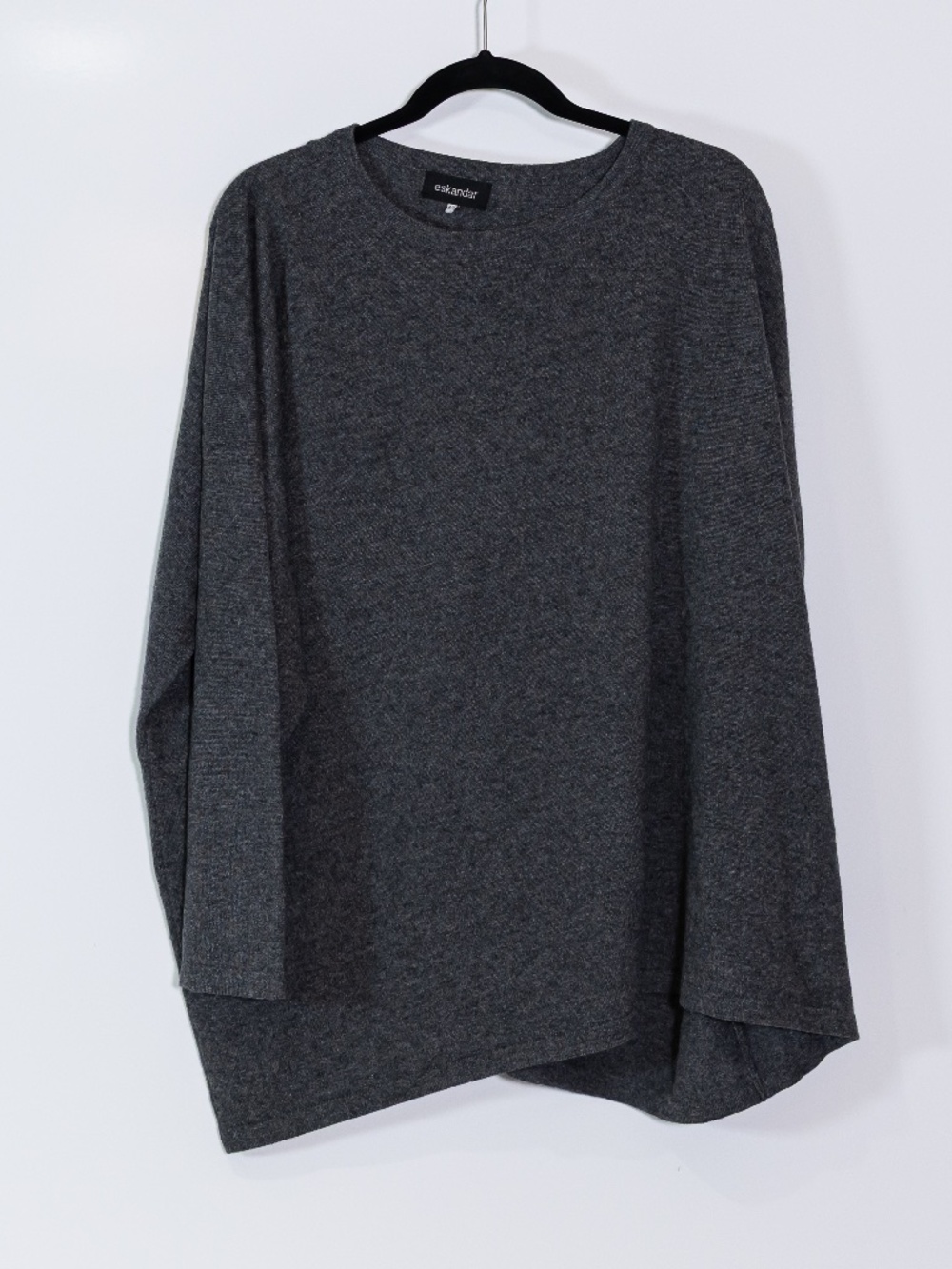 Eskandar 100% Cashmere Knit Stretch Crew Neck Pullover Sweater Gray OS